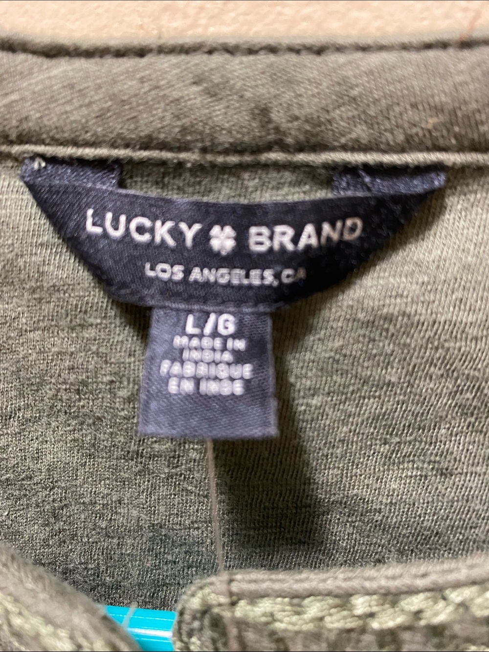 Lucky Brand Olive Embroidered Yoke 3/4 Sleeve Tunic Large NWT Collegiate Office - Picture 2 of 11